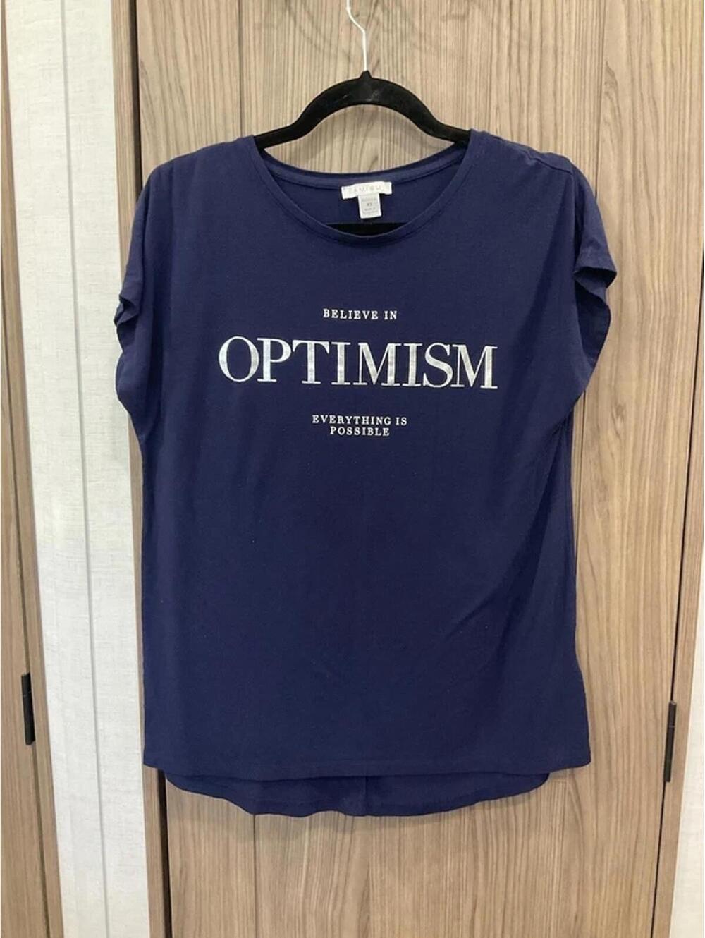 Amisu womens sleeveless blue t shirt optimism size xs